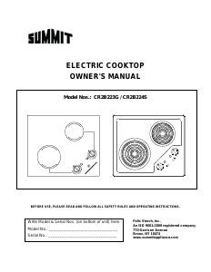 Handleiding Summit CR2B224S Kookplaat