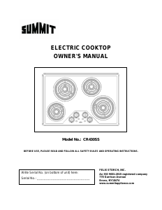 Manual Summit CR430SS Hob