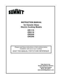 Manual Summit CR2110WH Hob