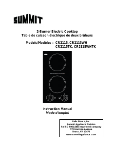 Mode d’emploi Summit CR2115WH Table de cuisson