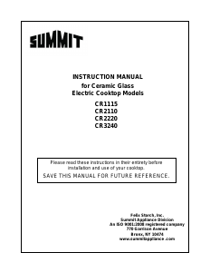Handleiding Summit CR2220 Kookplaat