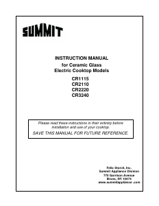 Handleiding Summit CR2220WH Kookplaat