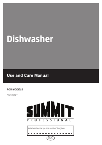 Manual Summit DW18SS2 Dishwasher