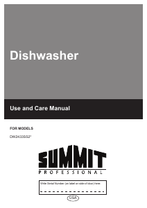 Manual Summit DW2433SS2ADA Dishwasher