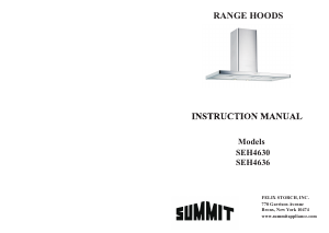 Manual Summit SEH4630 Cooker Hood