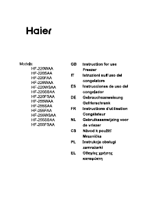 Manual de uso Haier HF-255WSAA Congelador
