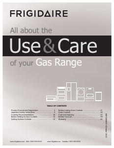 Manual Frigidaire FFGF3012TB Range