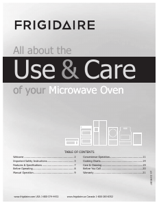 Manual Frigidaire FFCM1134LW Microwave