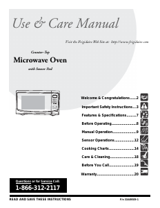 Manual Frigidaire FFMO1611LB Microwave