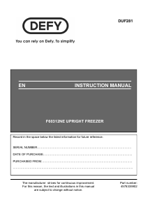 Manual Defy F60312NE Freezer