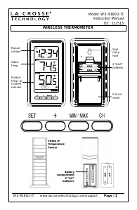 Handleiding La Crosse WS-9160U-IT Weerstation