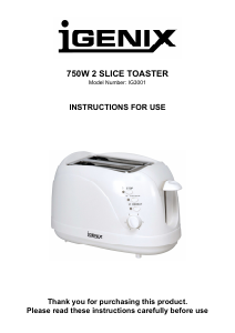 Manual Igenix IG3001 Toaster