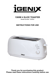 Manual Igenix IG3020 Toaster