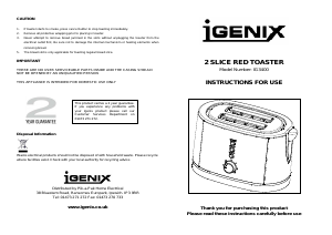 Manual Igenix IG3400 Toaster