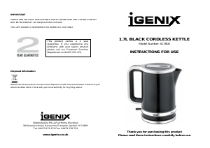 Manual Igenix IG7800 Kettle