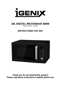 Manual Igenix IG2085 Microwave