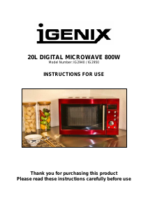 Manual Igenix IG2950 Microwave