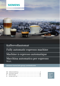 Handleiding Siemens TI301509DE Espresso-apparaat