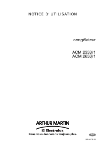 Mode d’emploi Arthur Martin-Electrolux ACM 2653/1 Congélateur