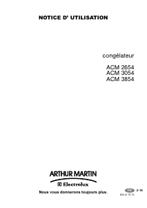 Mode d’emploi Arthur Martin-Electrolux ACM 2654 Congélateur