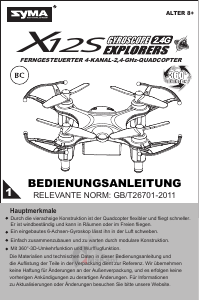 Bedienungsanleitung Syma X12S Drohne