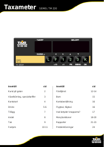 Bruksanvisning Semel TM 220 (Taxi Stockholm) Taxameter