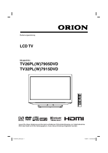 Bedienungsanleitung Orion TV26PLW7905DVD LCD fernseher