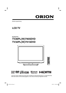Bedienungsanleitung Orion TV32PLW7915DVD LCD fernseher