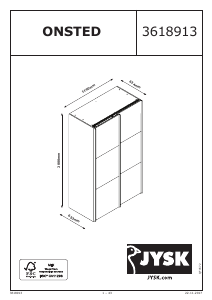 Manual JYSK Onsted (120x201x64) Garderobă