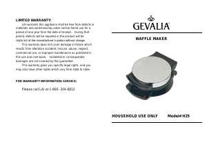 Handleiding Gevalia H25 Wafelijzer