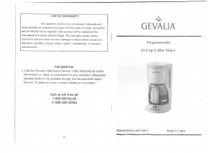 Manual Gevalia C-60A Coffee Machine