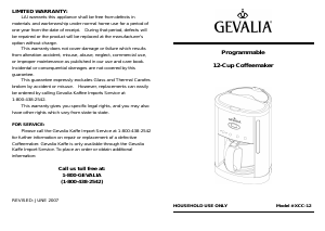 Handleiding Gevalia XCC-12 Koffiezetapparaat