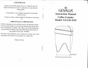 Handleiding Gevalia GS-GR 4145 Koffiemolen
