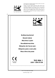 Manual de uso Kalorik TKG BBA 1 Máquina de hacer pan