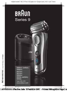 Manuale Braun 9095cc wet&dry Series 9 Rasoio elettrico
