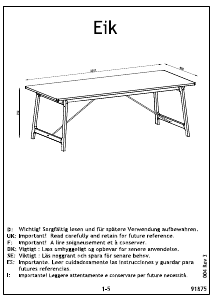 Handleiding JYSK Agtrupvig (95x220x75) Eettafel