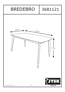 Εγχειρίδιο JYSK Bredebro (90x200x75) Τραπέζι τραπεζαρίας