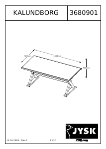 Rokasgrāmata JYSK Kalundborg (90x180x75) Pusdienu galds