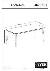 Manuale JYSK Langdal (90x190x78) Tavolo da pranzo