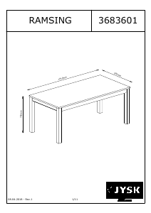 Mode d’emploi JYSK Ramsing (90x180x76) Table de salle à manger