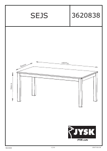 Mode d’emploi JYSK Sejs (90x180x75) Table de salle à manger