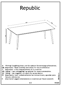 Hướng dẫn sử dụng JYSK Thisted (100x200x75) Bàn ăn