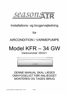 Brugsanvisning Seasons KFR-34 GW (350321) Varmepumpe