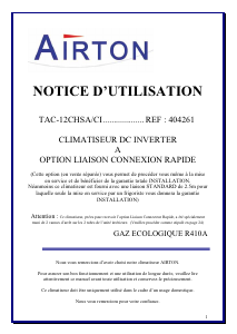 Mode d’emploi Airton TAC 12 CHSA/CI Climatiseur