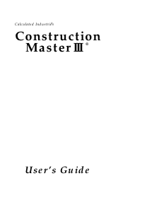 Manual Calculated Industries 3088 Construction Master III Calculator
