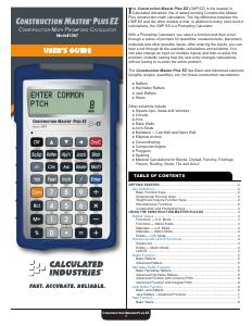 Manual Calculated Industries 4067 Construction Master Plus EZ Calculator