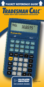 Manual Calculated Industries 4400 Tradesman Calculator