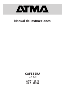 Manual de uso Atma CA805 Máquina de café