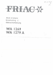 Handleiding Friac WA 1279 A Wasmachine