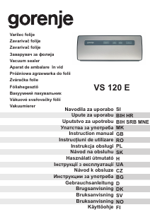 Priručnik Gorenje VS120E Stroj za vakuumiranje